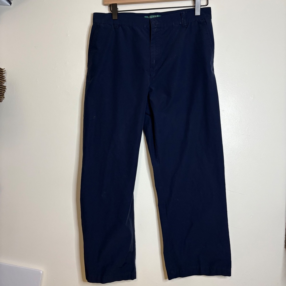 Lauren Ralph Lauren Petite Navy Blue‎ Flat Front Casual Pants Womens Size 8P